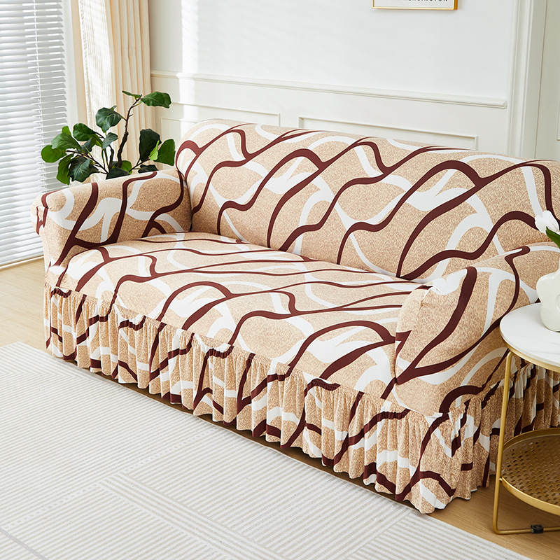 Wholesale of elastic sofa covers, full coverage, Nordic style sand hair covers, anti-slip fabric skirt sofa covers, cross-border details Picture