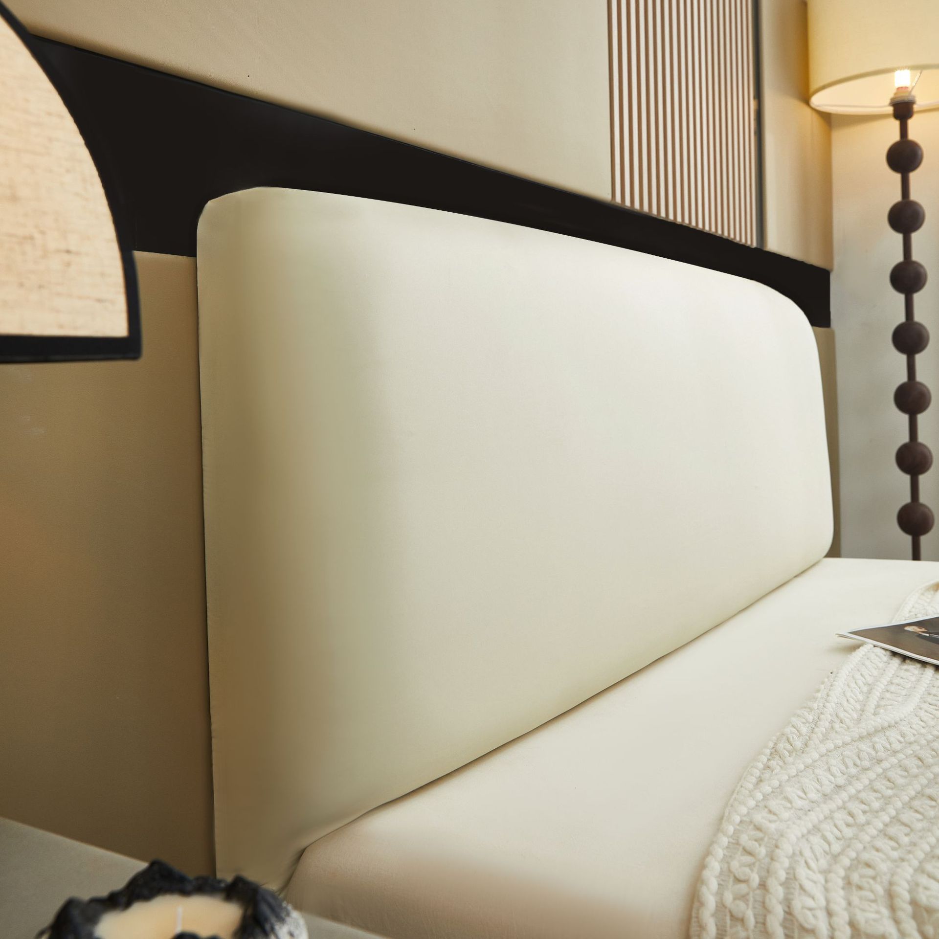 跨境纯色皮革床头罩 软包防尘床头罩 家居榻榻米靠背床头罩厂家