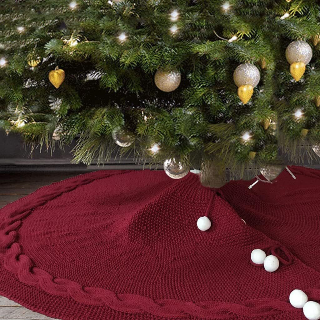 跨境圣诞节48寸树裙多款针织圣诞树装饰围裙小尺寸圣诞裙过节氛围详情3