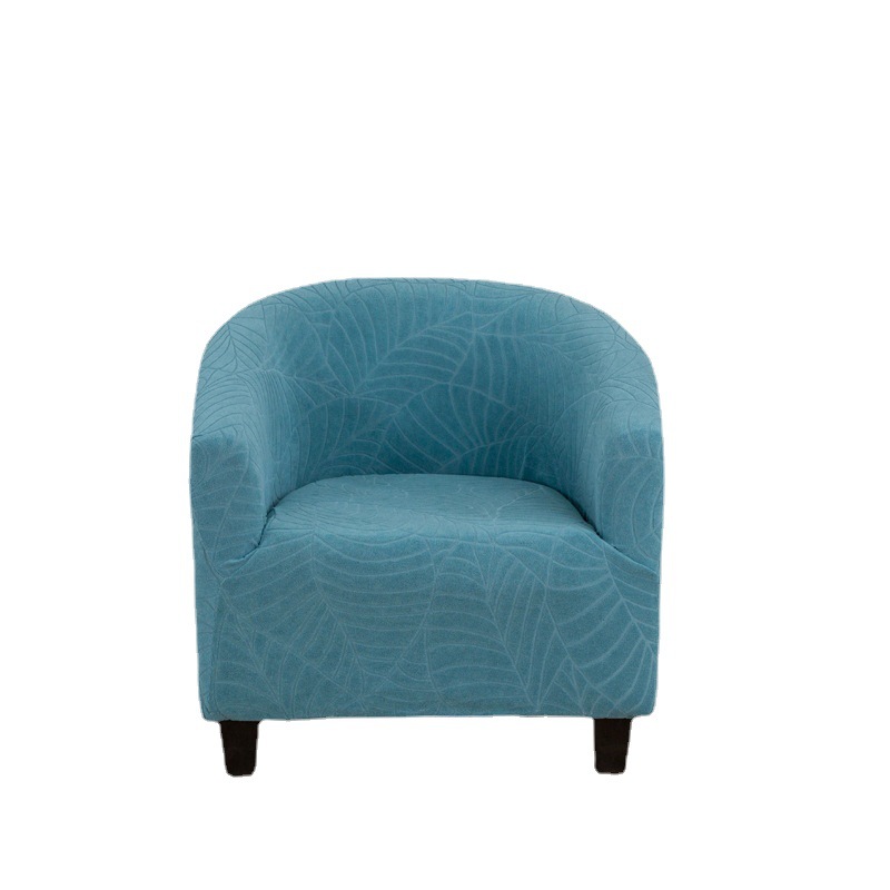 Cross-border solid color leaf jacquard sofa cover, fully enclosed semi-circular coffee shop chair cover, Internet cafe hotel sofa chair cover