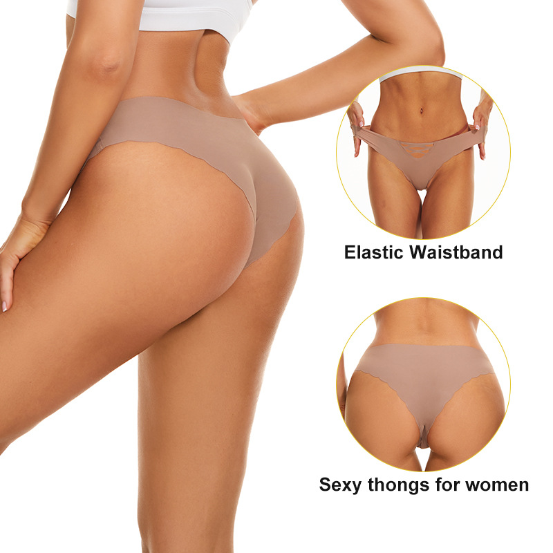 跨境外贸亚马逊爆款冰丝内裤女士无痕一片式性感三角裤透气镂空款