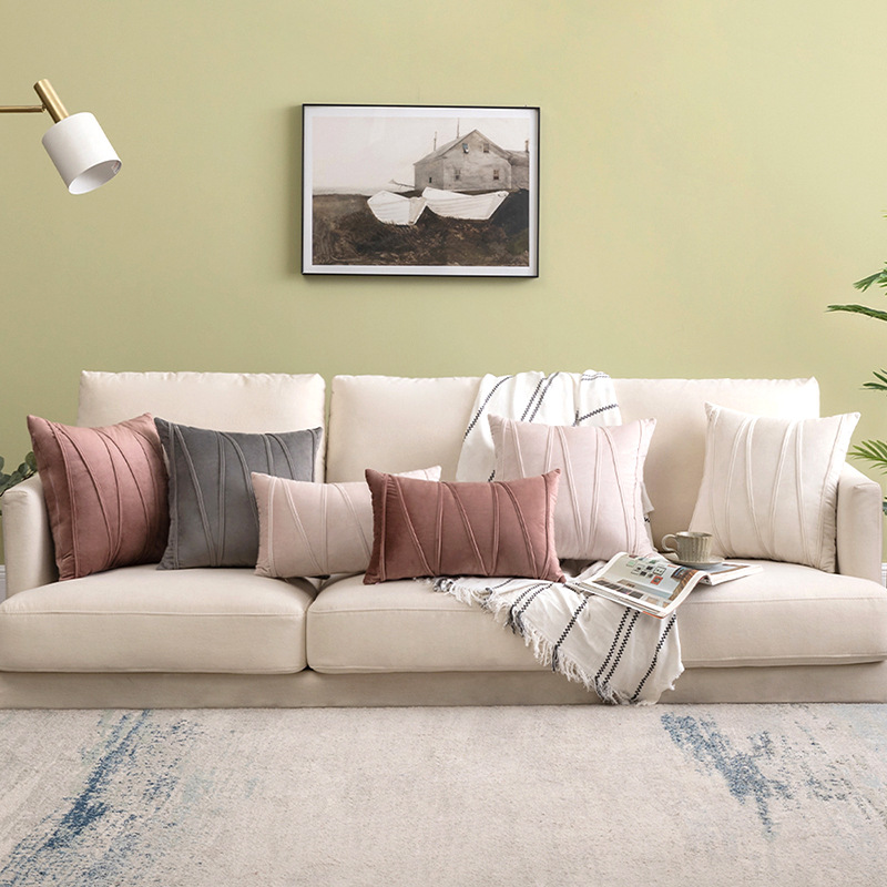 Velvet striped pillowcase 45*45cm, light luxury style decoration sample room sofa backrest cushion 30*50cm