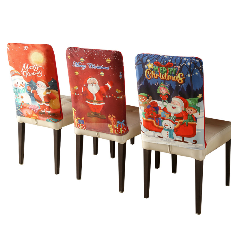 Wholesale of cross-border non-woven fabric Christmas chair covers, creative cartoon printed dining chair covers, festive atmosphere decorative chair covers Application Scenario