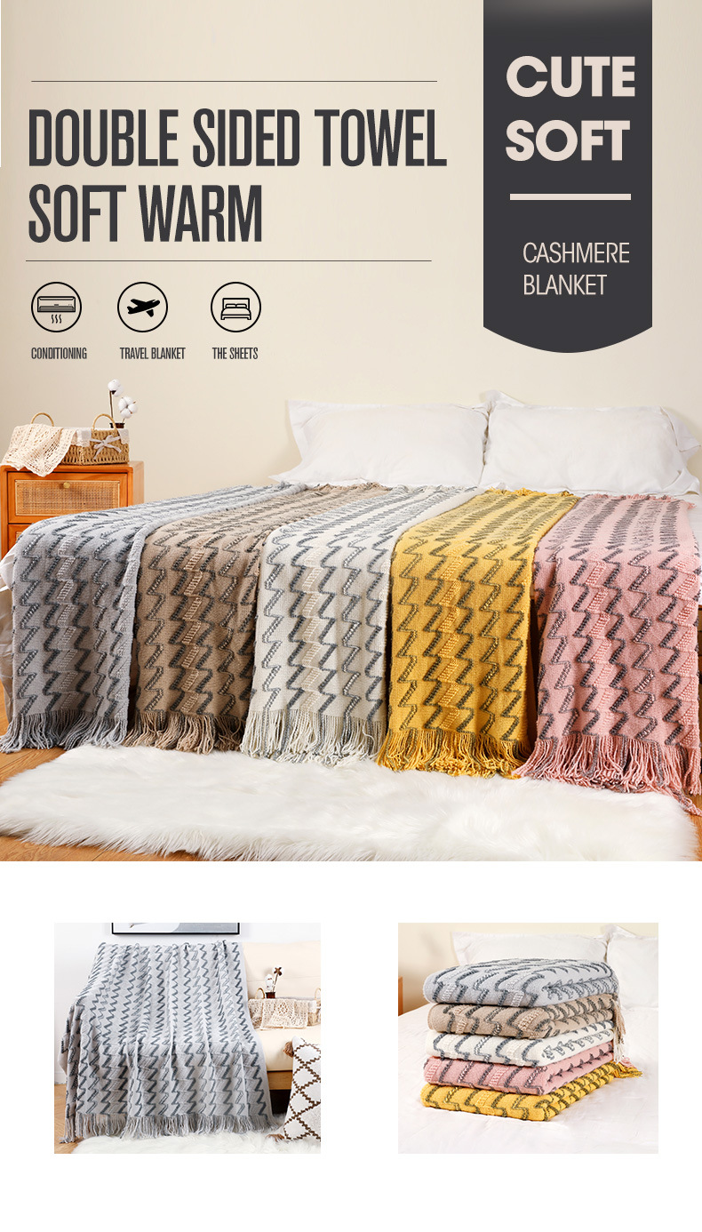 Sofa blanket, knitted blanket, Nordic sofa towel, cover fabric, fringed woolen blanket, air conditioning blanket, nap blanket, pillowbed blanket pic 1
