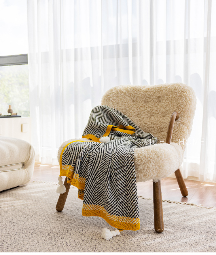 Nordic-style living room sofa blanket, knitted nap blanket, office autumn and winter air conditioning blanket, bed end cover blanket, car cover blanket pic 7