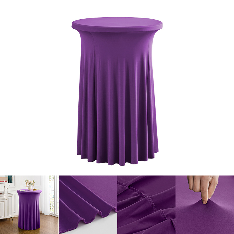 批发现代简约高级感红色商用会议鸡尾酒吧台套圆形太阳裙弹力桌套详情5