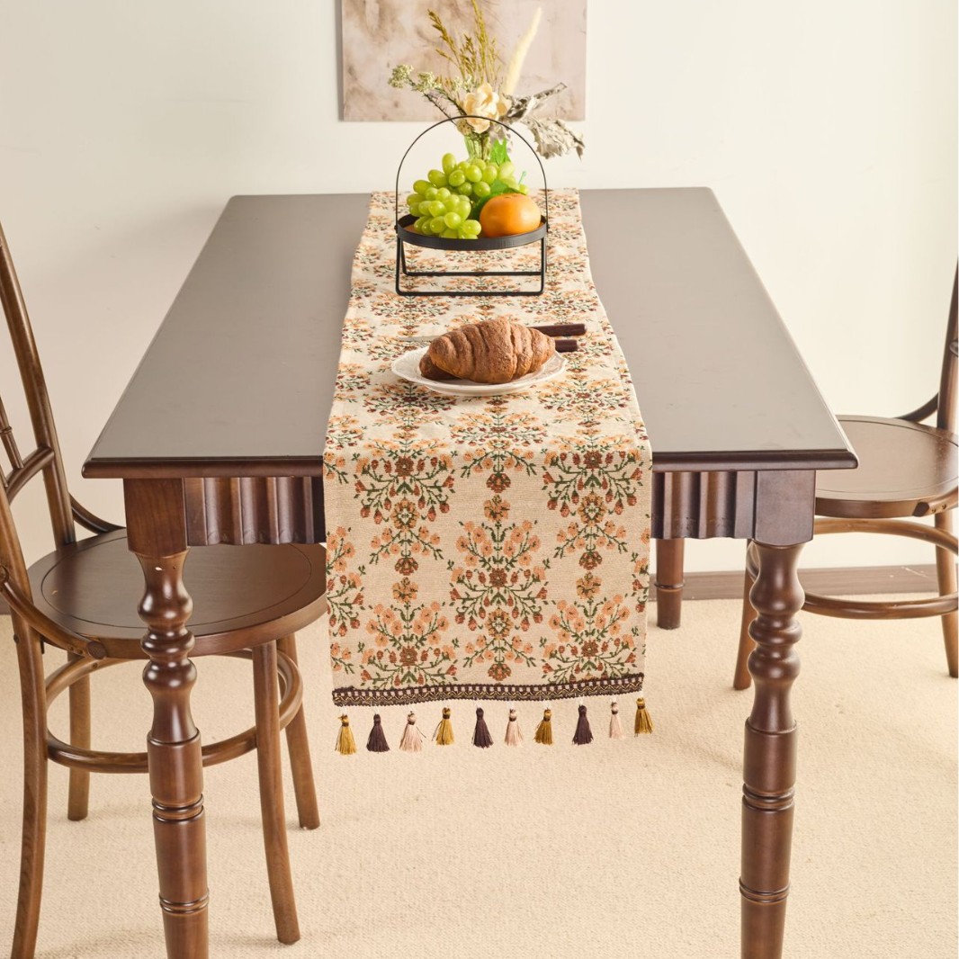 American retro-style table flag atmosphere decoration, table flag, jacquard tassel, coffee table, TV cabinet cover, dust-proof details Picture