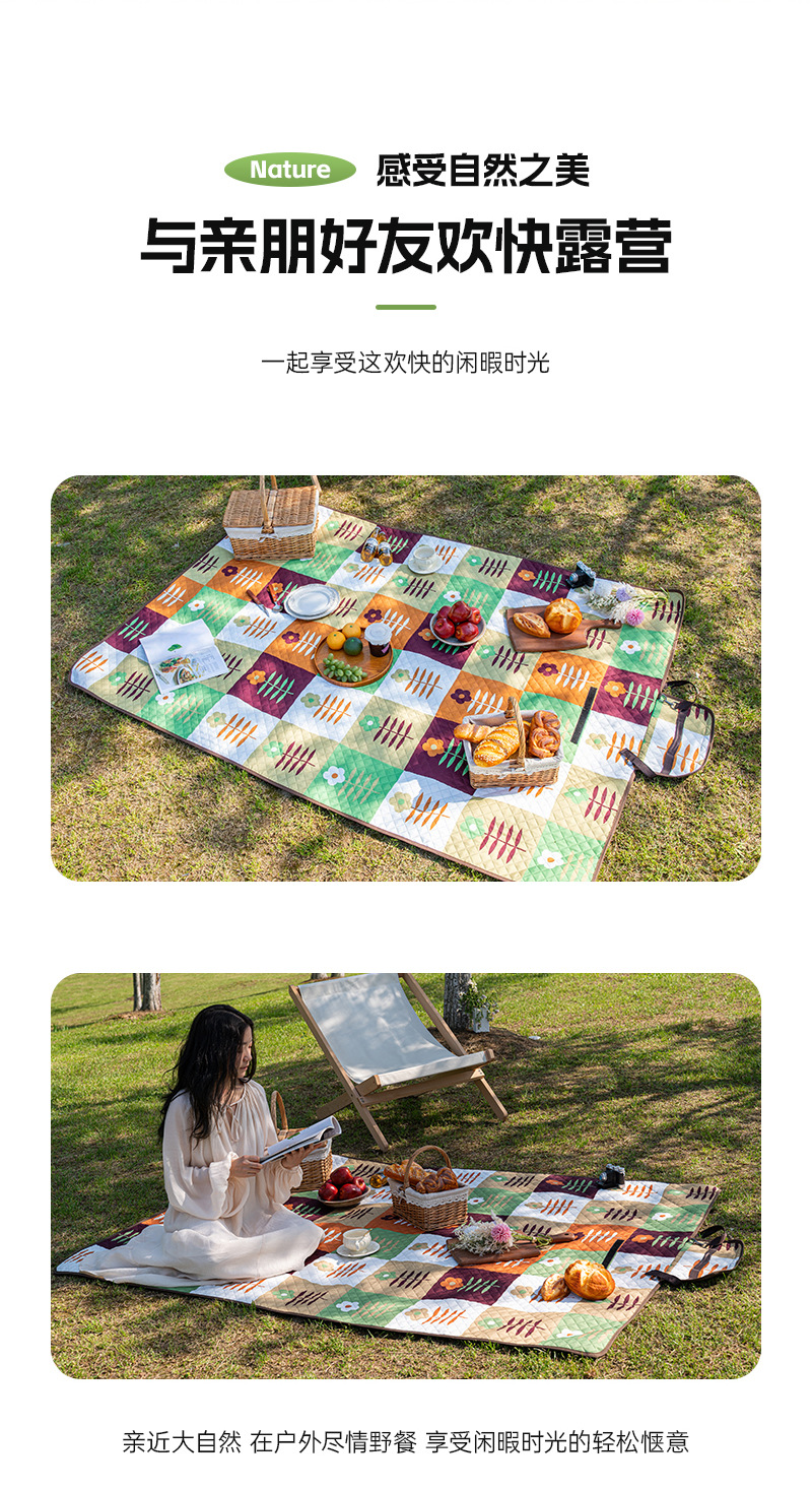 Outdoor camping picnic mat, spring outing photo background fabric, thickened waterproof Oxford fabric, ultrasonic foldable picnic mat pic 10
