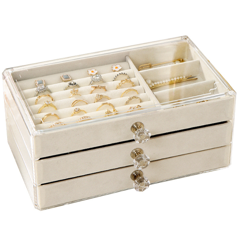 Jewelry box storage box, high-end, large capacity, multi-layer exquisite earrings, earrings, necklaces storage, rings and accessories cabinet Application Scenario