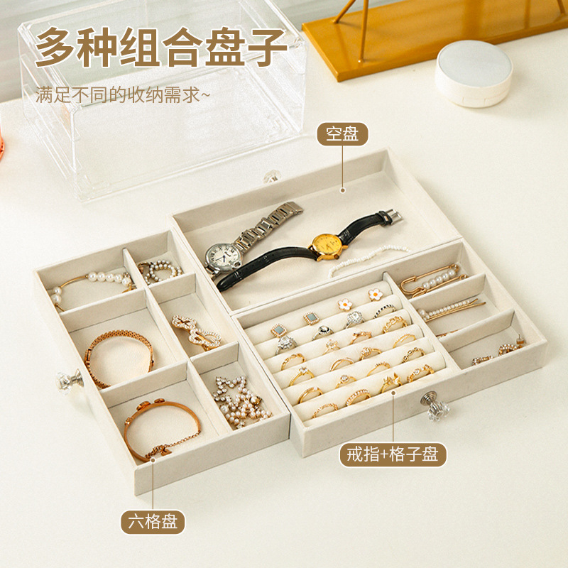 Jewelry box storage box, high-end, large capacity, multi-layer exquisite earrings, earrings, necklaces storage, rings and accessories cabinet details Picture