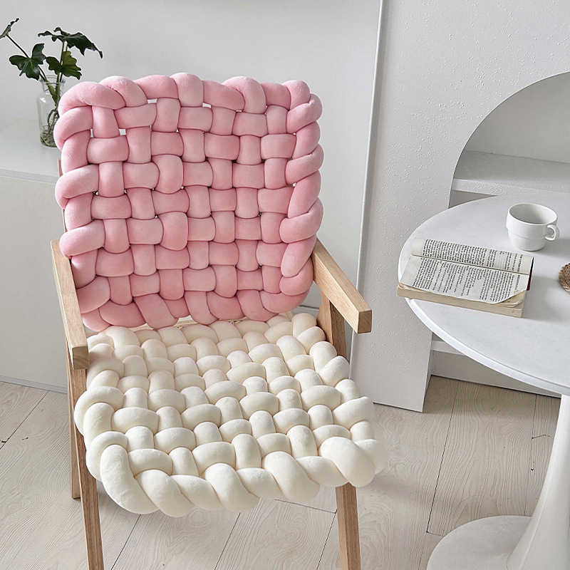 ins influencer home living room decoration sofa cushions, headboard cushions, solid-color hand-woven seat cushions