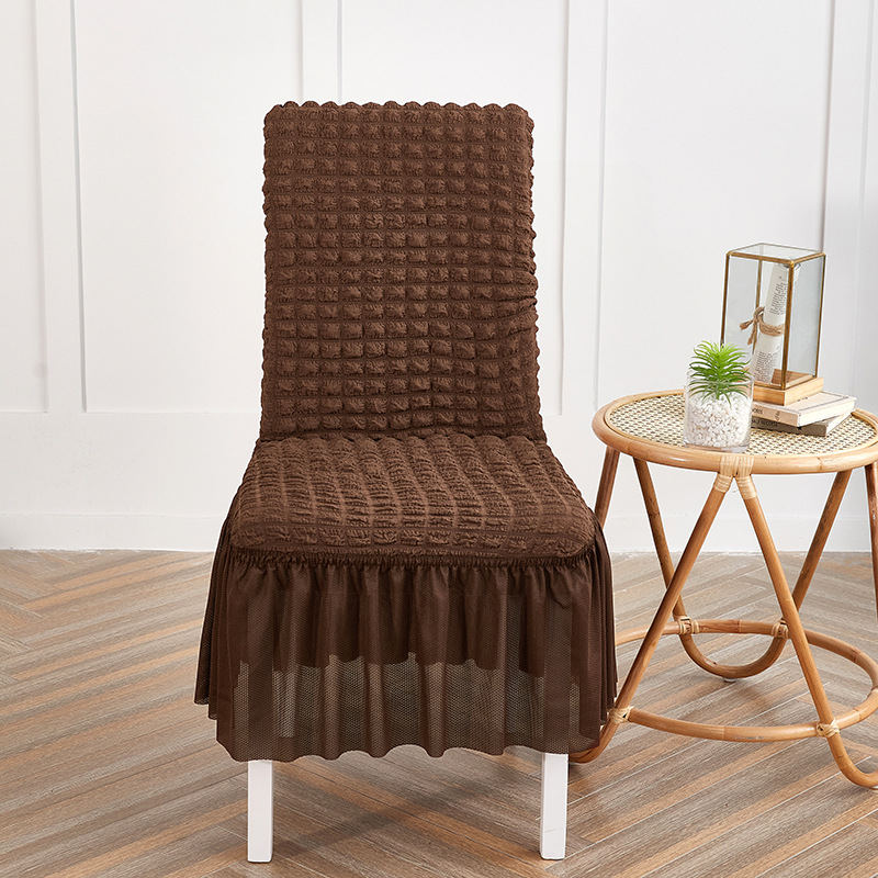 欧式风裙摆款椅套易安装爆米花通用椅套泡泡纱椅套泡泡格椅套