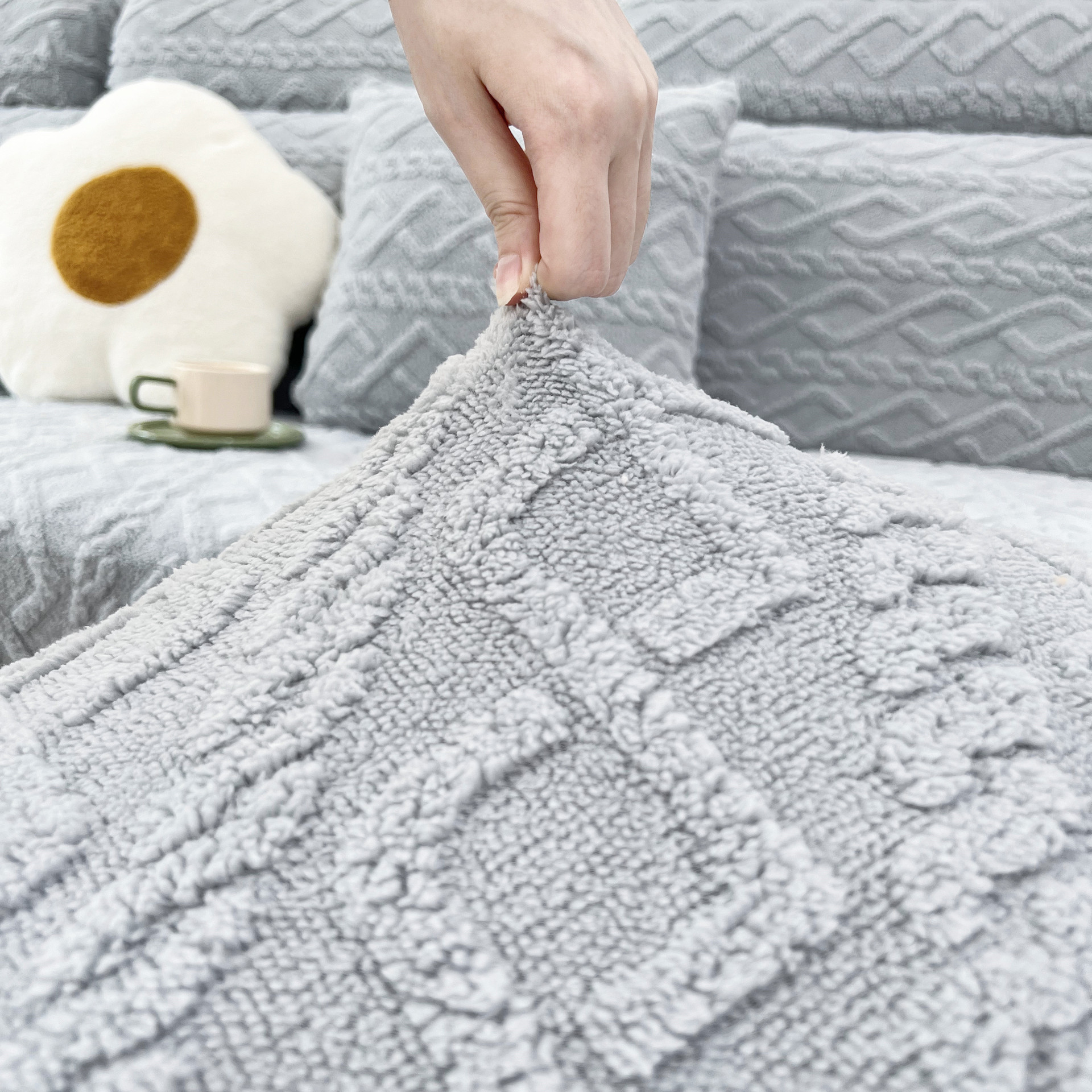 新款纯色提花沙发笠 加厚保暖防滑沙发坐垫套 沙发笠现货批发