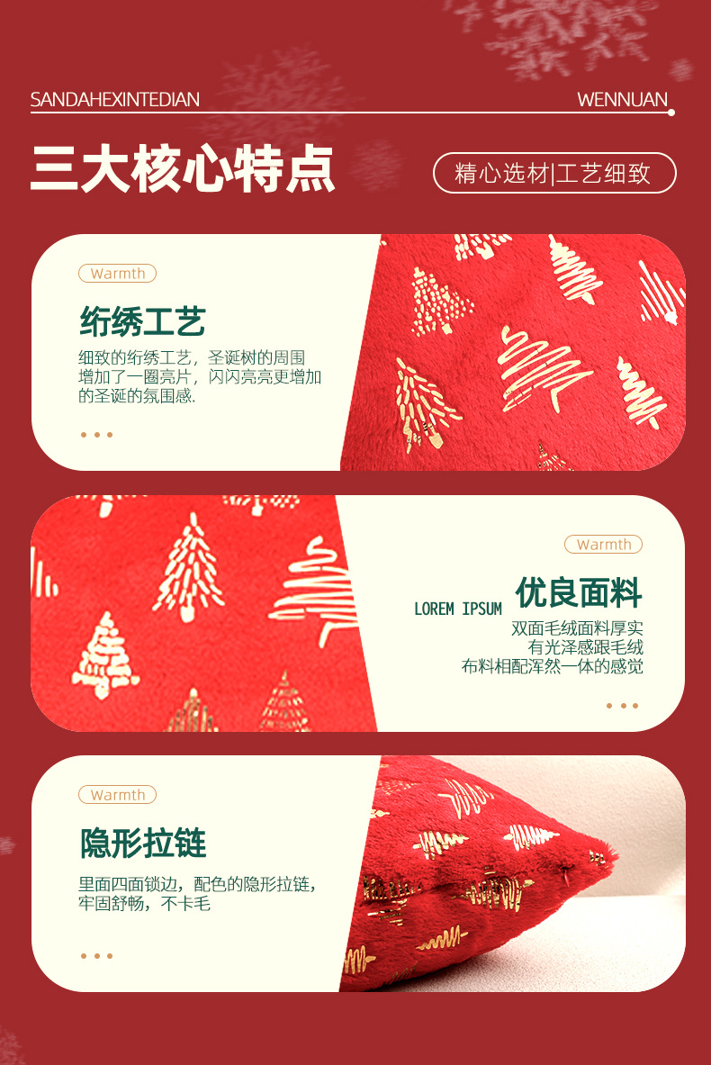 New Christmas tree, gilded double-sided pillowcase, cushion cover, atmosphere decoration cushion cover, one-piece consignment pic 2