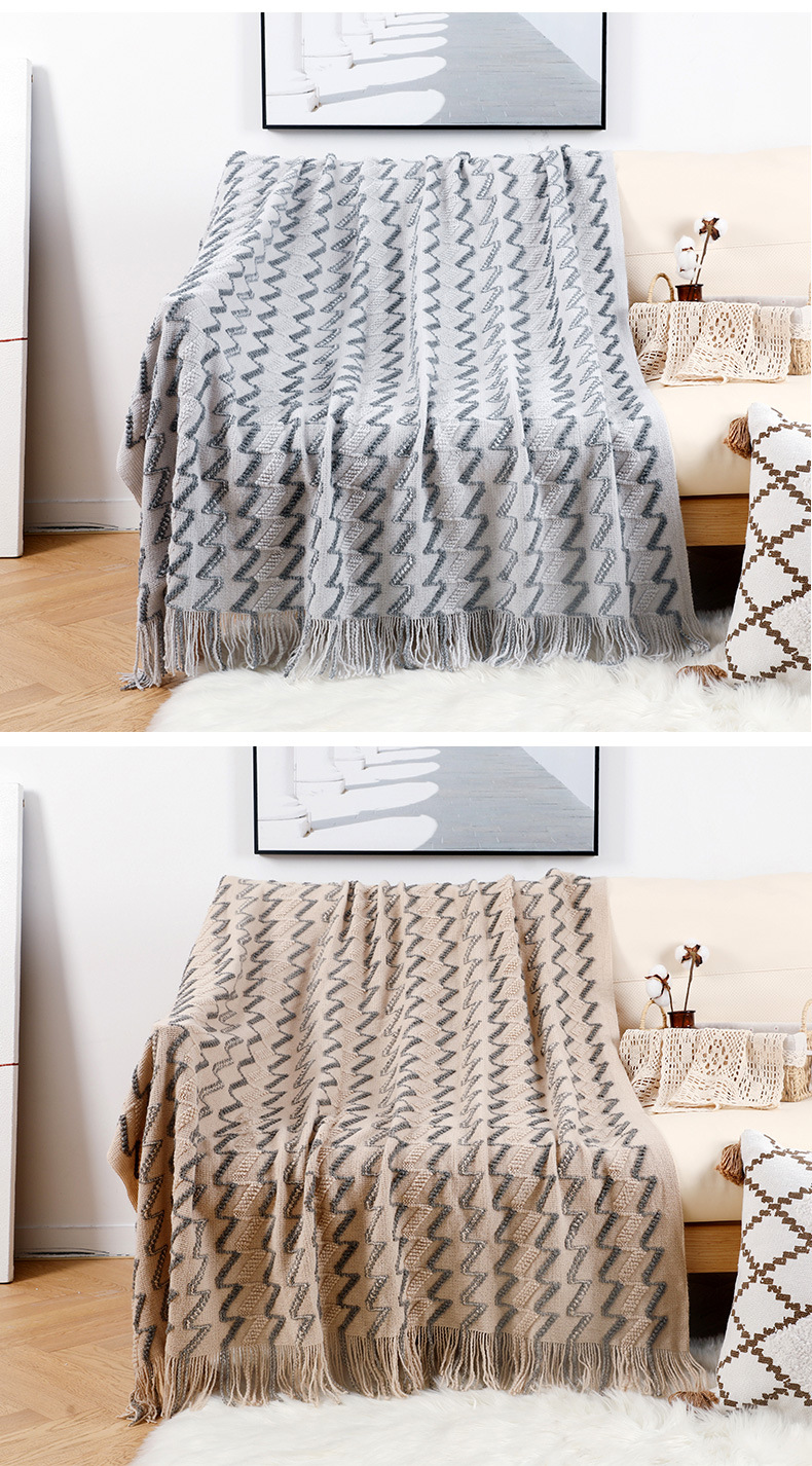 Sofa blanket, knitted blanket, Nordic sofa towel, cover fabric, fringed woolen blanket, air conditioning blanket, nap blanket, pillowbed blanket pic 10