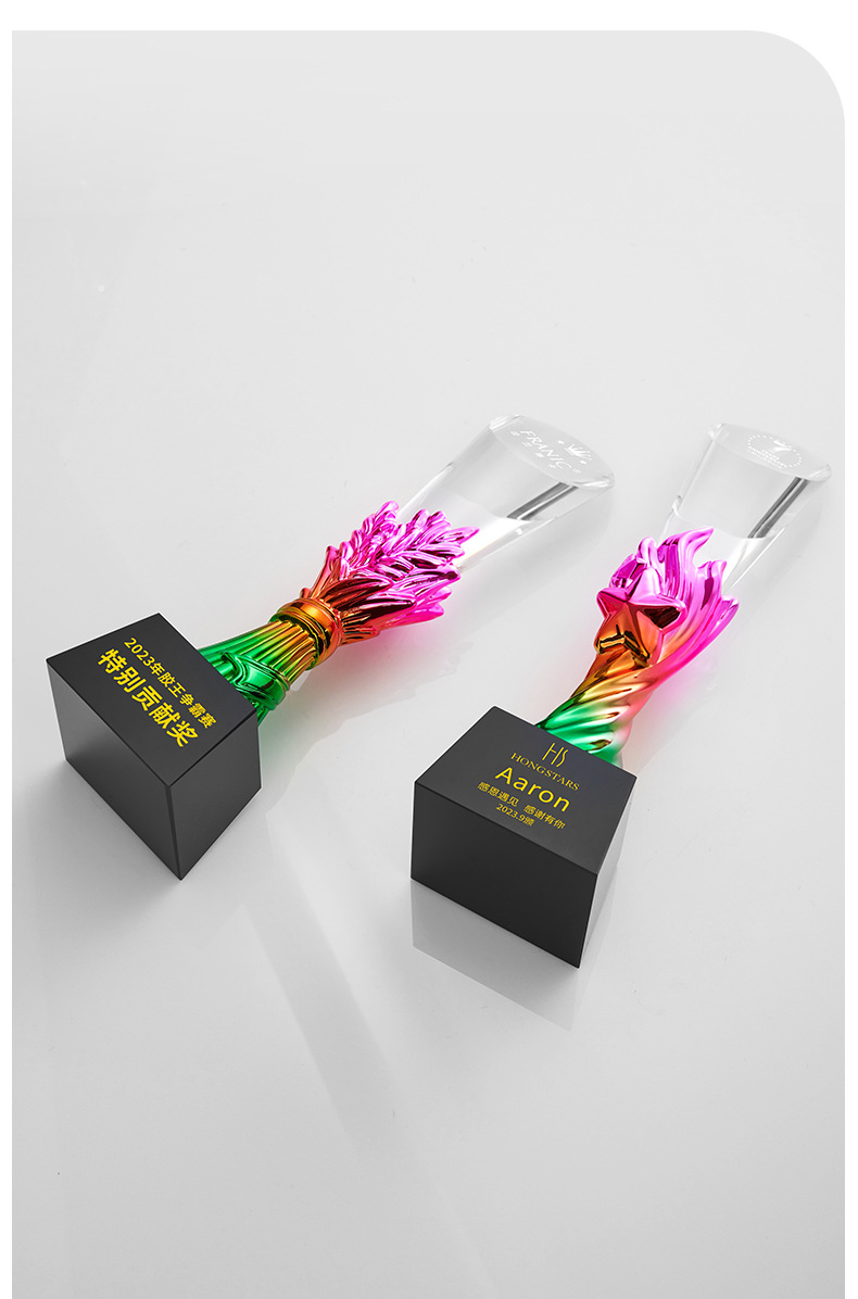 New crystal trophy, creative resin medal, seven-color cylindrical trophy, event competition award trophy, souvenir pic 15