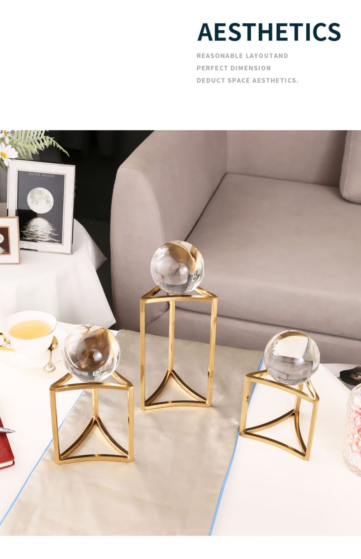 Modern, simple and light luxury crystal ball ornaments, Nordic living room model room home wine cabinet soft decoration wholesale pic 7