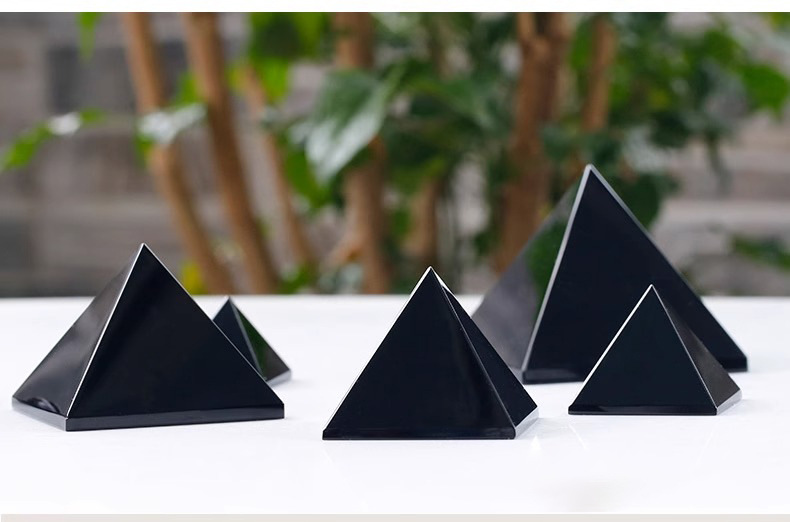 Obsidian pyramid ornaments, black crystal car raw stone, living room, office, home and study decoration pyramid pic 5