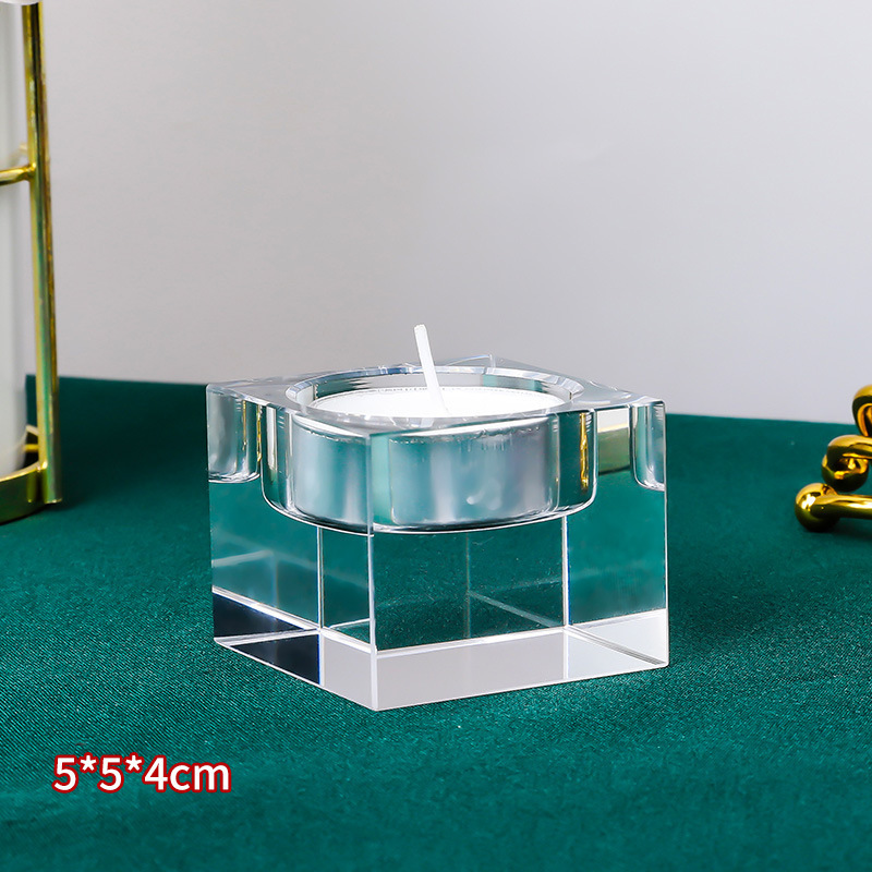 Nordic light luxury square crystal candlestick decoration, romantic candlelight dinner prop, candlestick table and table stand decoration Item Picture