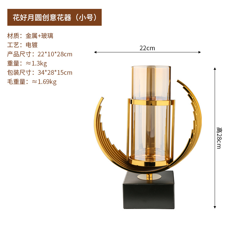 Creative living room light luxury style glass large high-end sense vase, high-end home living room dining table decorative items wholesale Item Picture