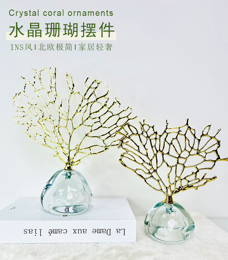 Cross-border light luxury plant alloy money tree ornaments, high-end creative transparent crystal niche handicrafts wholesale factory pic 6