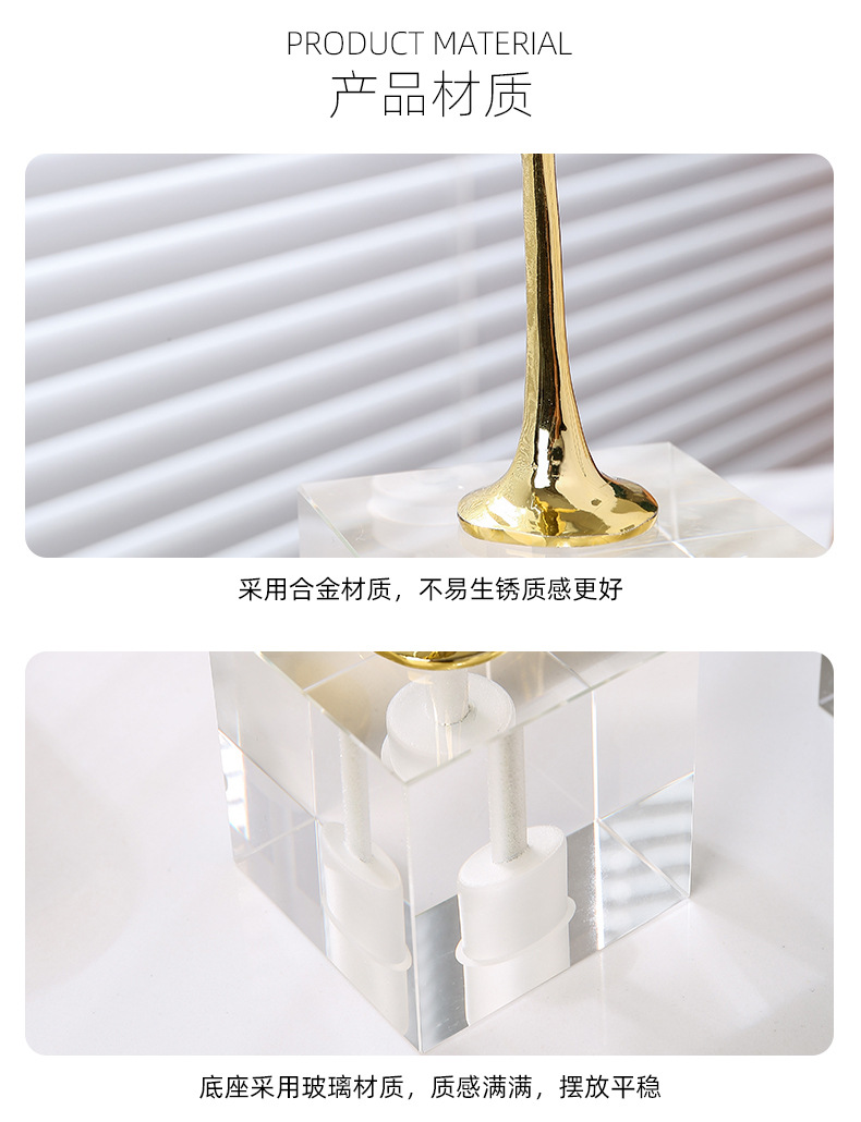 Light luxury alloy banana leaf soft furnishings, office, study, entrance cabinet, marble handicrafts and creative display pieces pic 2
