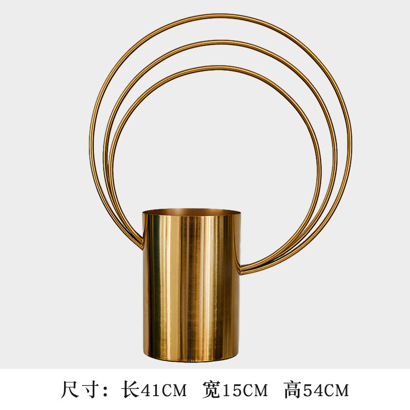 European-style light luxury metal electroplated vase ornaments, high-end and creative living room window sill decorative plate handicrafts wholesale factory Item Picture