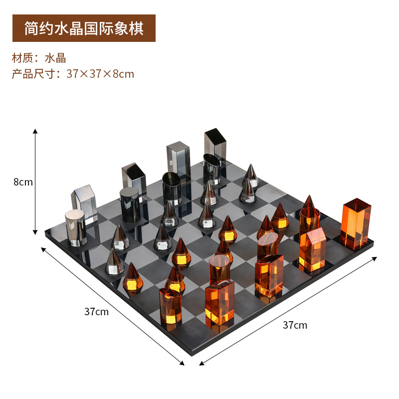 Wholesale of high-end European-style light luxury crystal chess ornaments and small decorative handicrafts for home living rooms Item Picture