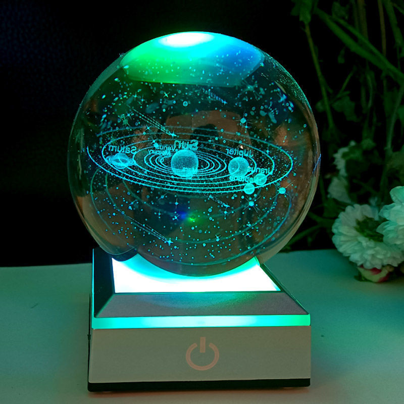 Creative cross-border wholesale 3D inwardly engraved luminous crystal balls, solar system birthday gifts, executive home decorations, handicrafts pic 11