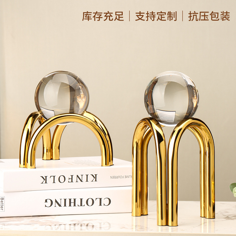 欧式金属水晶球制品摆件高级感家居客厅桌面装饰工艺品摆设批发厂