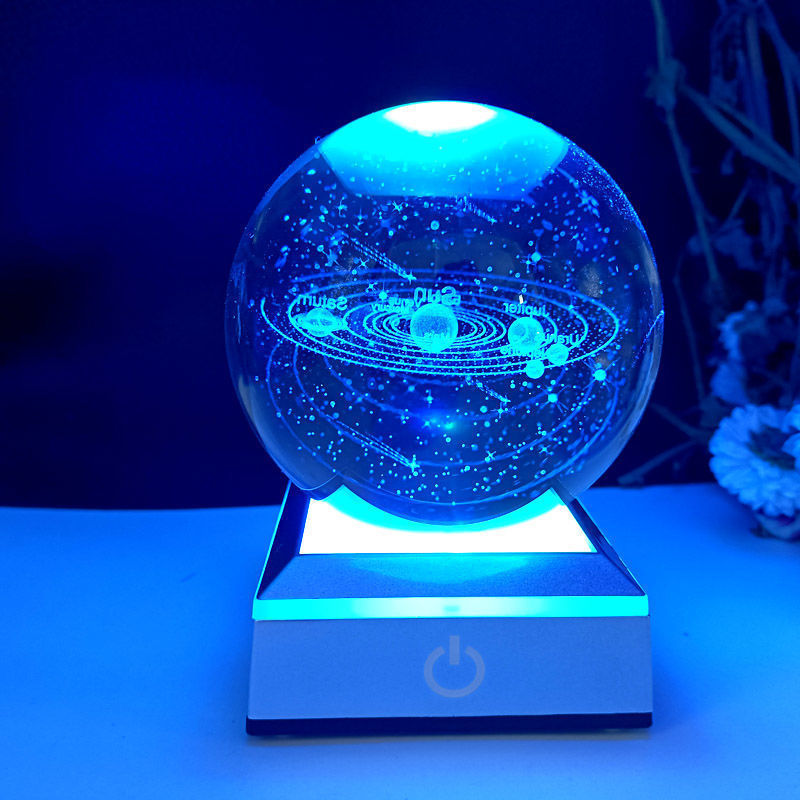 Creative cross-border wholesale 3D inwardly engraved luminous crystal balls, solar system birthday gifts, executive home decorations, handicrafts pic 12