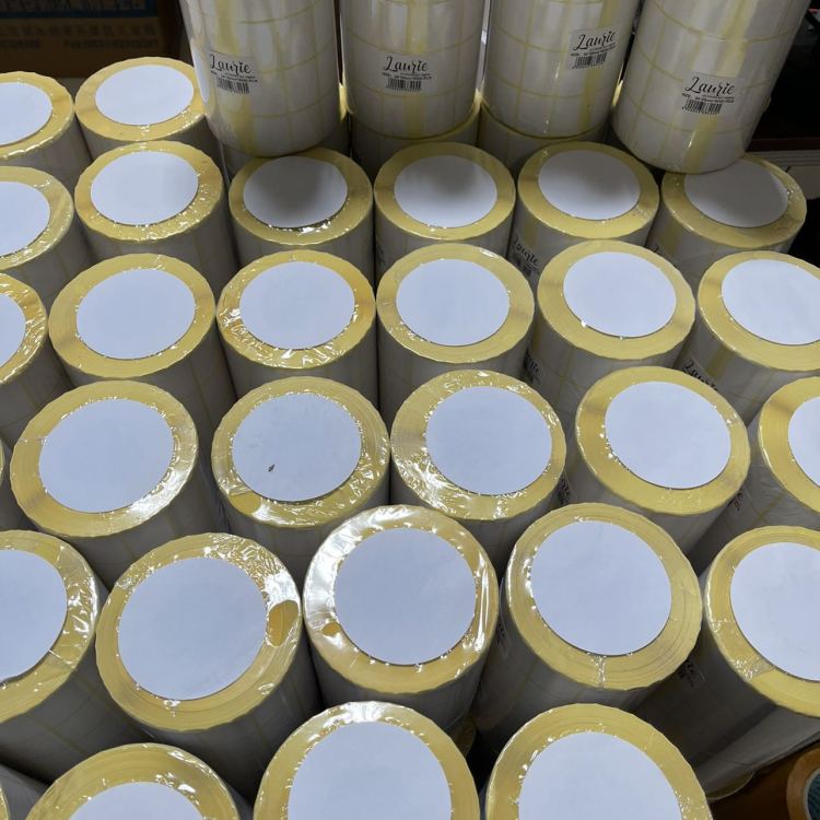 热敏纸条码标签纸 不干胶 黄底外贸出口 尺寸可以定制