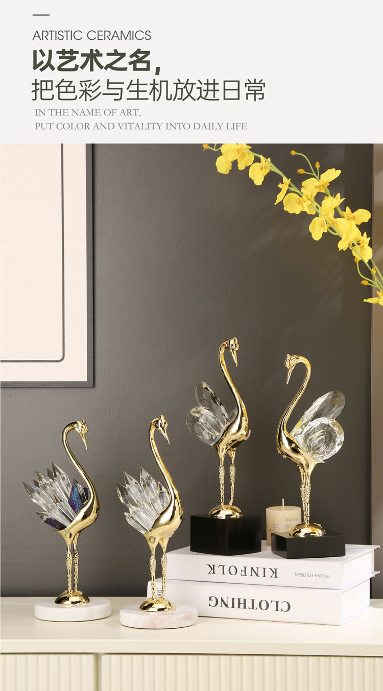Nordic gold light luxury crystal swan decorative piece, creative home entrance hall, living room, wine cabinet decoration, gift for moving into a new home pic 16