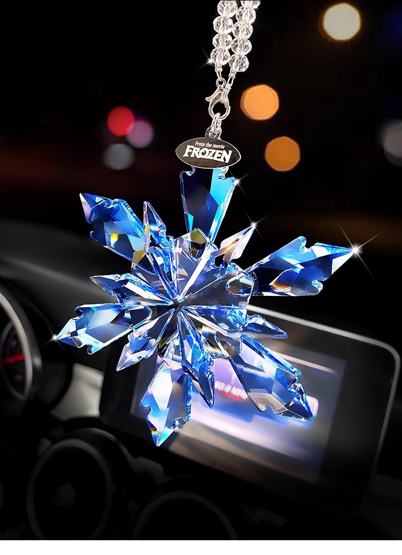 跨境热销车载水晶雪花车挂冰雪奇缘吊坠汽车挂件车内挂饰装饰品详情3