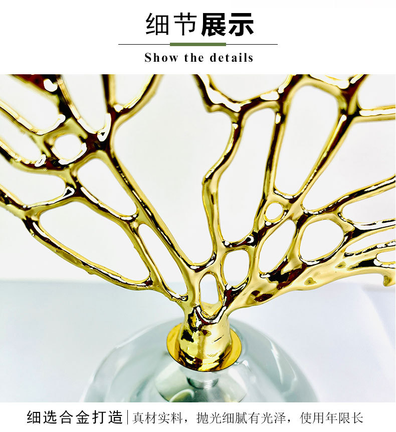 Cross-border light luxury plant alloy money tree ornaments, high-end creative transparent crystal niche handicrafts wholesale factory pic 10