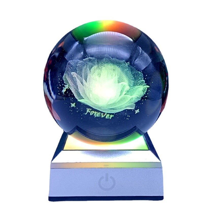 Creative cross-border wholesale 3D inwardly engraved luminous crystal balls, solar system birthday gifts, executive home decorations, handicrafts Application Scenario