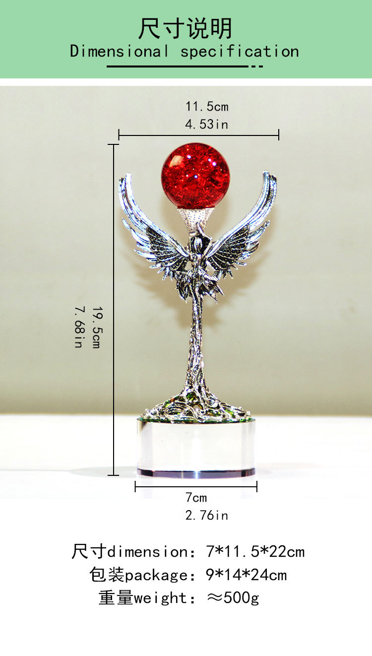 Angel Wings Crystal Ball ornament, desk, wine cabinet decoration, model room, birthday gift for boyfriend and girlfriend, home decoration pic 2