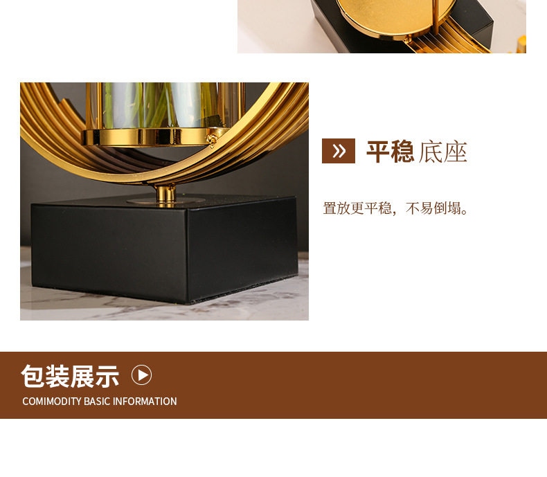 Creative living room light luxury style glass large high-end sense vase, high-end home living room dining table decorative items wholesale pic 13