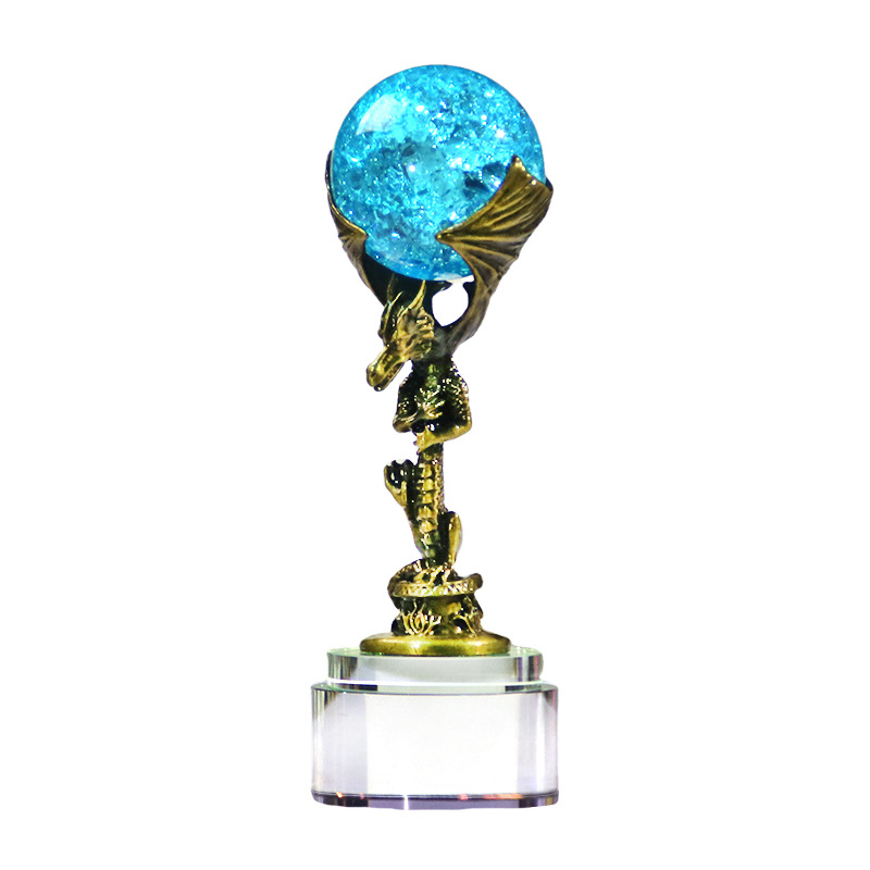 Spiral dragon crystal ball decorative desk wine cabinet decoration modern creative model room metal decorative handicrafts pic 8