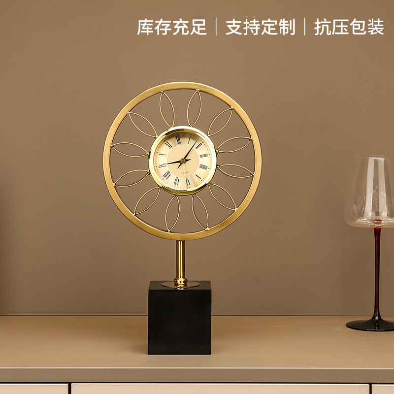 现代简约座钟客厅钟表摆件家用时尚机械时钟摆放创意个性家居台钟