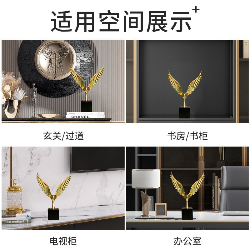 Simple and luxurious brass golden eagle high-end decorative items for home living rooms, high-end artistic decorative handicrafts and ornaments wholesale details Picture