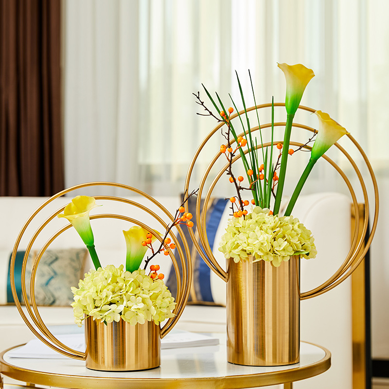 European-style light luxury metal electroplated vase ornaments, high-end and creative living room window sill decorative plate handicrafts wholesale factory Specification image