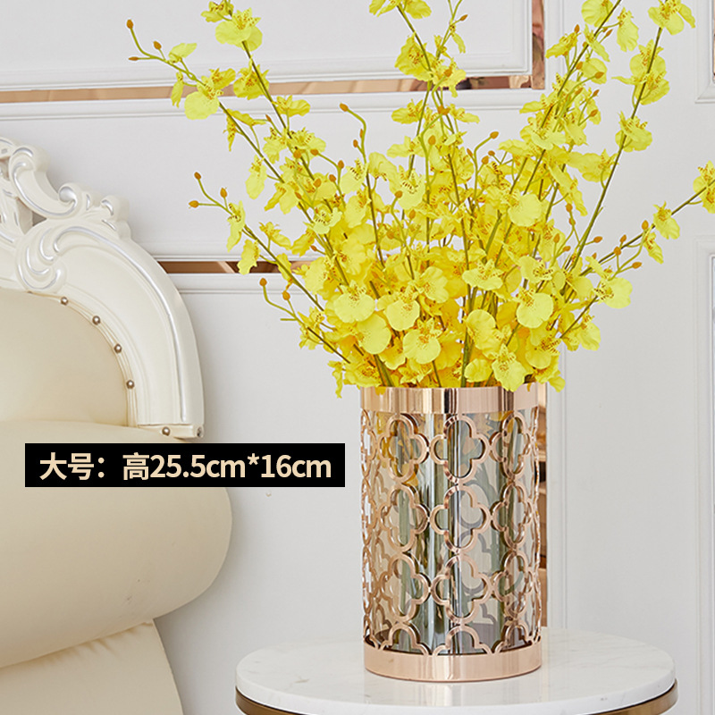 American-style light luxury metal glass vases, high-end decorative items, high-end decorative flower vases for home living rooms, and handicrafts wholesale Item Picture