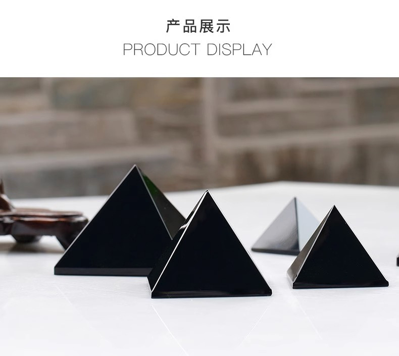 Obsidian pyramid ornaments, black crystal car raw stone, living room, office, home and study decoration pyramid pic 13