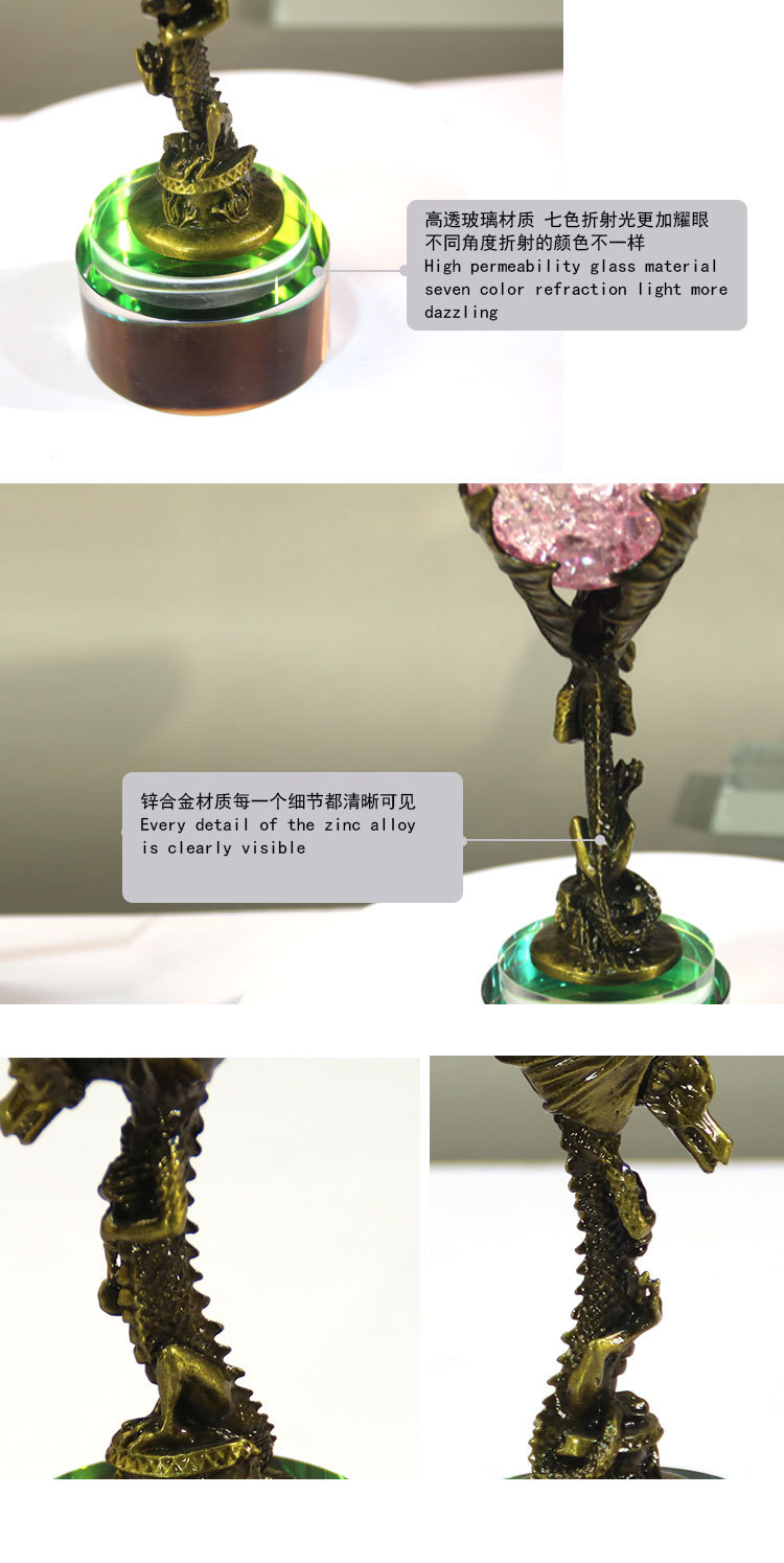 Spiral dragon crystal ball decorative desk wine cabinet decoration modern creative model room metal decorative handicrafts pic 9