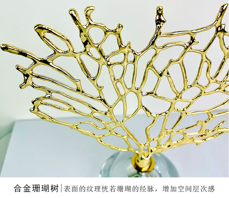 Cross-border light luxury plant alloy money tree ornaments, high-end creative transparent crystal niche handicrafts wholesale factory pic 11