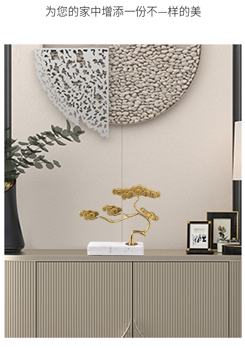 Model room, hotel, club, TV cabinet, entrance hall soft furnishings, high-end marble, paulownia tree decorative items and ornaments pic 8