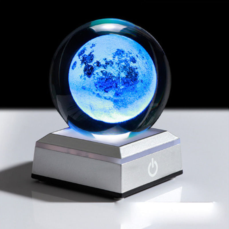 Creative cross-border wholesale 3D inwardly engraved luminous crystal balls, solar system birthday gifts, executive home decorations, handicrafts Specification image