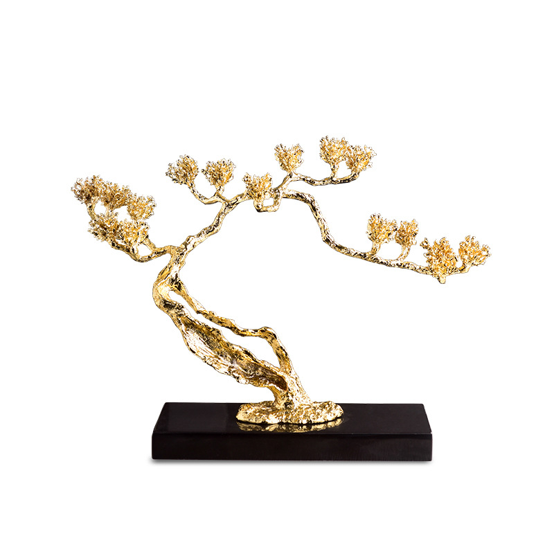 Light luxury welcoming pine plant high-end decorative items, creative alloy entrance hall high-end opening ceremony gift and decoration wholesale factory Application Scenario