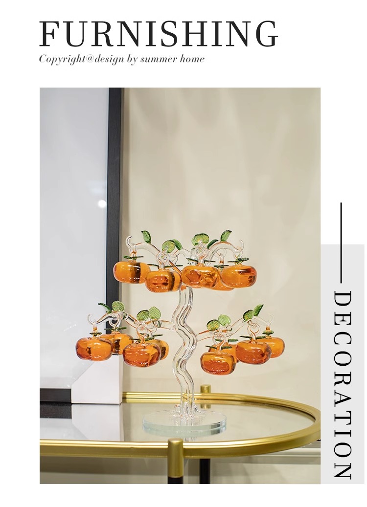 Crystal persimmon tree creative home decorations, living room entrance hall ornaments, TV cabinet decorations, home wine cabinet handicrafts pic 10